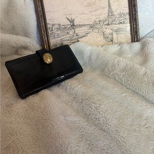 Gucci Black Patent Wallet with Gold Medallion